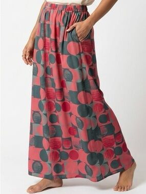 HotSquash London Chiffon Maxi Skirt in Coral Geo | Tech-Luxury Flowy 12